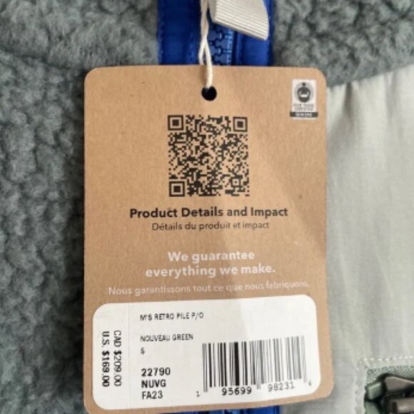 New Patagonia® Retro Pile Jacket Men's Small Gray Blue Fleece $169 Warm Half Zip - Picture 4 of 6